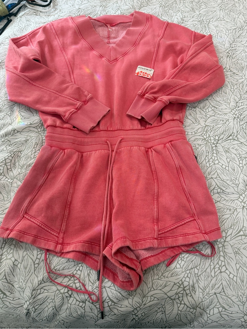 FP Movement by Free People Coral Pink V‑Neck Romper